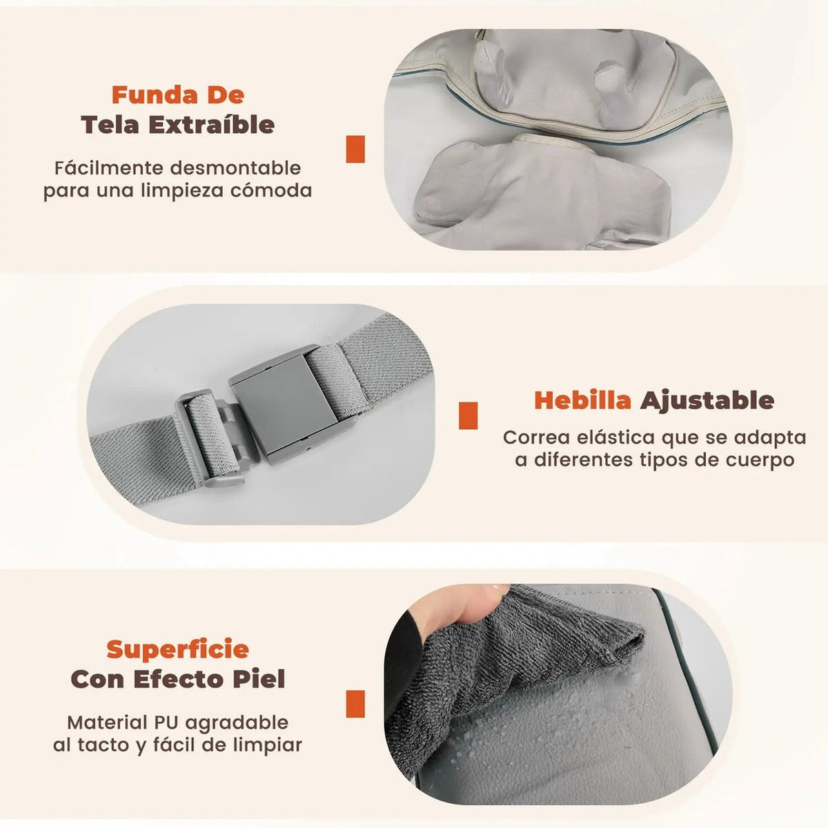 Funda lavable y hebilla ajustable