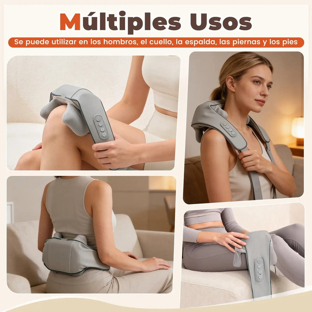 Masajeador Shiatsu con calor para espalda, piernas, rodillas y brazos